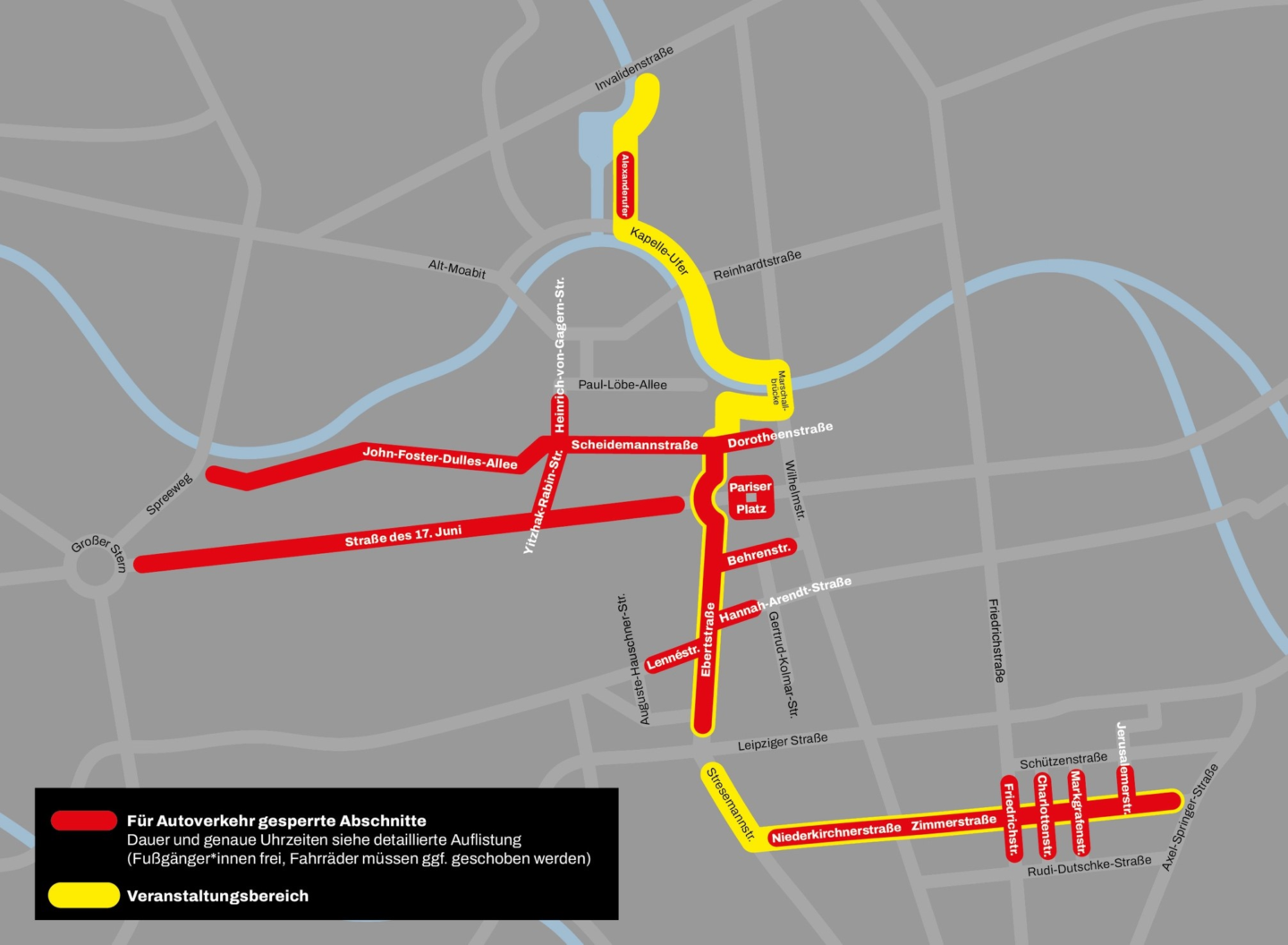 Karte mit Straßensperrungen